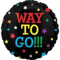 Way To Go!!! Stars Round Foil Balloon - Black