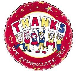 (#1) Thanks We Appreciate You Stars Round Foil Balloon, 18in - Red