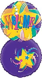 Welcome Stars Round Foil Balloon - Purple