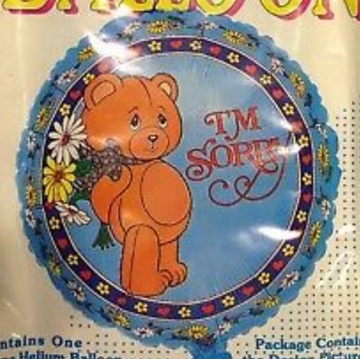 (#6) I'm Sorry Balloon - Teddy Bear Foil Balloon, 18in - Blue