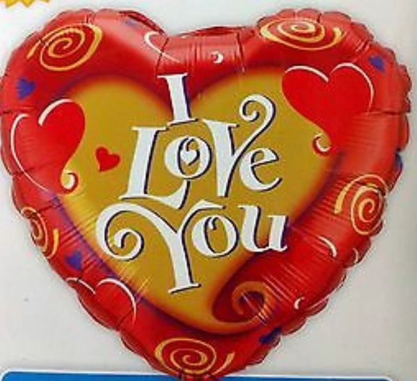 (#4) I Love You Heart Shape Foil Balloon - Red/Gold
