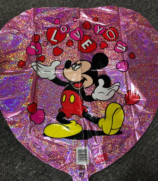 *Rare Mickey Mouse I Love You Heart Shape Pink Foil Balloon, 18in