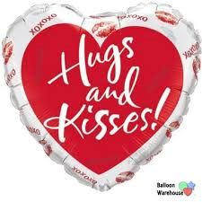 *Hugs and Kisses Heart Shape Foil Balloon, 18in - Just Because - Thinking of you