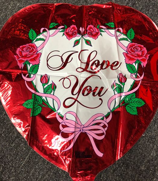 *I Love You Script Heart Shape Red Foil Balloon, 18in