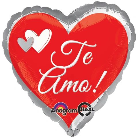 Te Amo Balloon - Heart Shape Red Foil Balloon, 18in - Love You Balloons