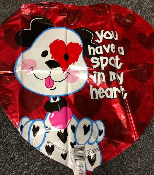 (#22) Dalmatian Puppy Dog, You Have a Spot in My Heart Shape Foil Balloon - Red