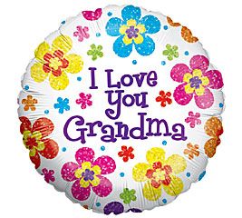 (#1a) I Love You Grandma, Daisy Flowers, Round Foil Balloon, 18in