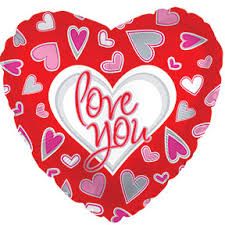 *Love You Heart Shape Red Foil Balloon, 18in - Just Because