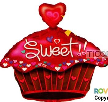 *Sweet Mini Cupcake Shape Red Foil Balloon, 18in - Thinking of you - Just Because
