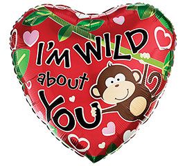 *I'm Wild about You Heart Shape Foil Balloon, 18in - Monkey - Just Because - Love