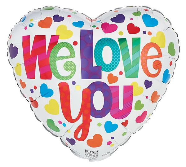 *We Love You Heart Shape Foil Balloon, 18in - Just Because - Thinking of you