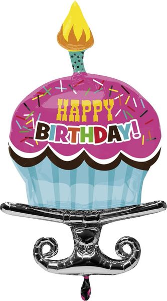 *Happy Birthday Cupcake Super Shape Foil Balloon, 28in