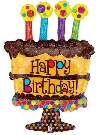 (#24) Happy Birthday Chocolate Cake Shape Foil Balloon, with Candles, 34in - Jumbo Birthday Balloon