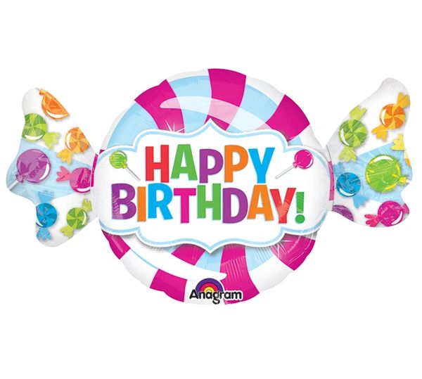 (#4) Happy Birthday Sweet Candy Super Shape Foil Balloon, 40in - Jumbo Birthday Balloons