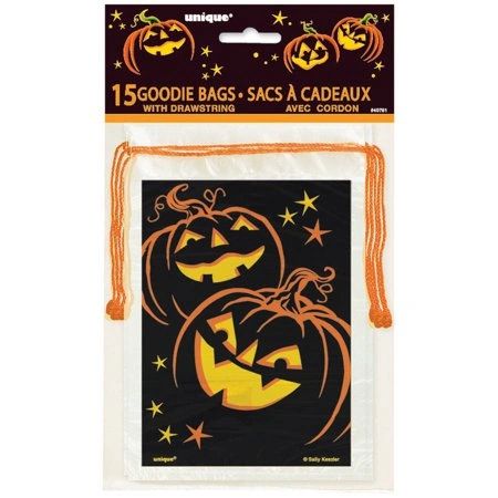 15 Halloween Pumpkin Pull-String Trick or Treat, Goody Bags - After Halloween Sale