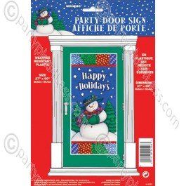 *Happy Holidays Snowman Door Cover, 60in - Christmas Decorations