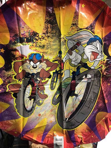 Rare Looney Tunes Bunny, Taz Tazmanian Devil, Daffy Duck on Bikes Foil Balloon, 18in - Discontinued