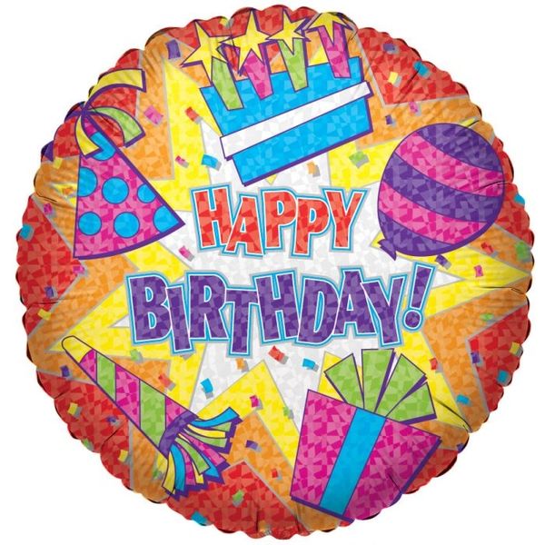 (#18a) Jumbo Happy Birthday Balloon - Color Burst Super Shape Foil Balloon, 36in - Jumbo Balloon