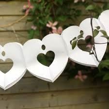 White Heart Garland Decoration, 8ft - Love Decorations - Bridal - Wedding - Engagement - White Decorations