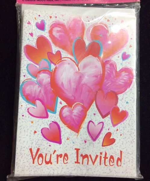 *Love Hearts Party Invitations, 8ct - Valentines