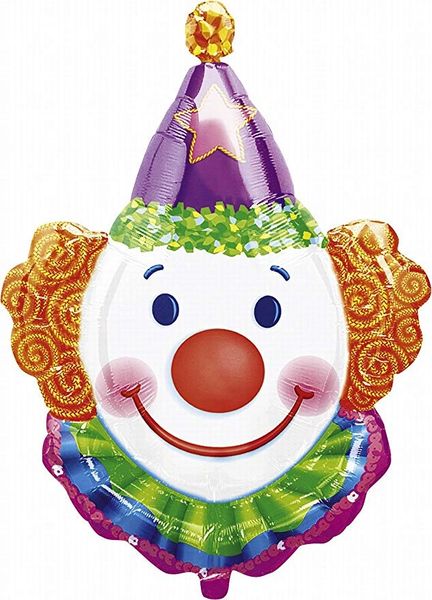 Juggles the Clown Head Super Shape Foil Balloon, 30in - Circus - Carnival
