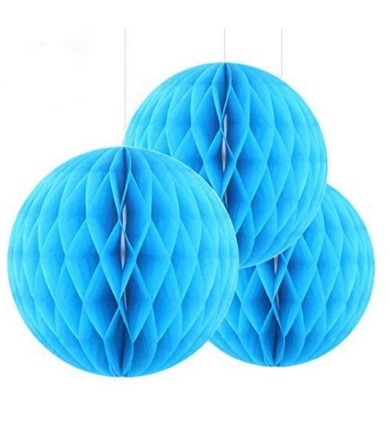 Light Blue Tissue Paper Honeycomb Ball Decoration, 8in, Reusable - Blue Decorations