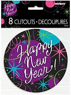 *Happy New Year Mini Cutouts Decoration, 5in - 8ct