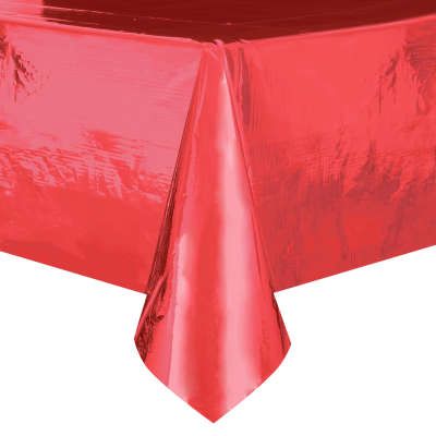 Metallic Red Foil Rectangle Table Cover - 54x108in - Holiday Sale - Red Table Cover