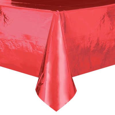 Metallic Red Foil Table Cover - 54x108in - Christmas - Valentines - Love