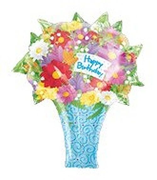 *Jumbo Happy Birthday Floral Bouquet Super Shape Foil Balloon, 27in