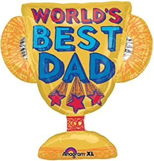 *World's Best Dad Trophy Shape Gold Foil Balloon, 27in - Father's Day - Dad Gifts