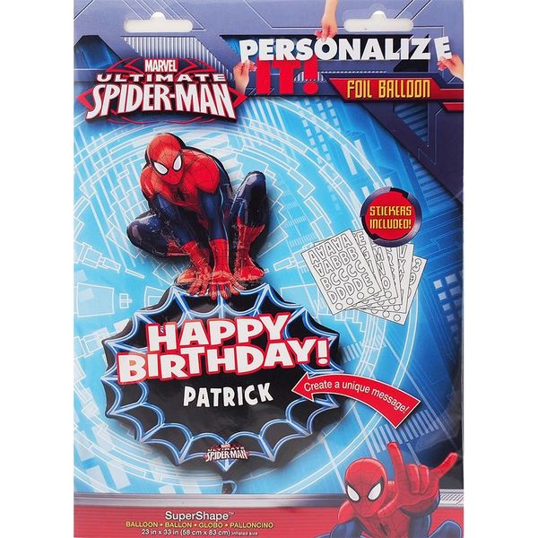 Details about   Spiderman Personalise Happy Birthday Foil Supershape Balloon Helium Fill 83cm 