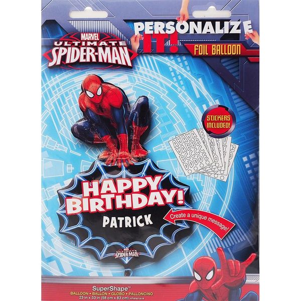 (#17) Spider-Man Personalize Super Shape Foil Balloon, 33in (Spiderman)