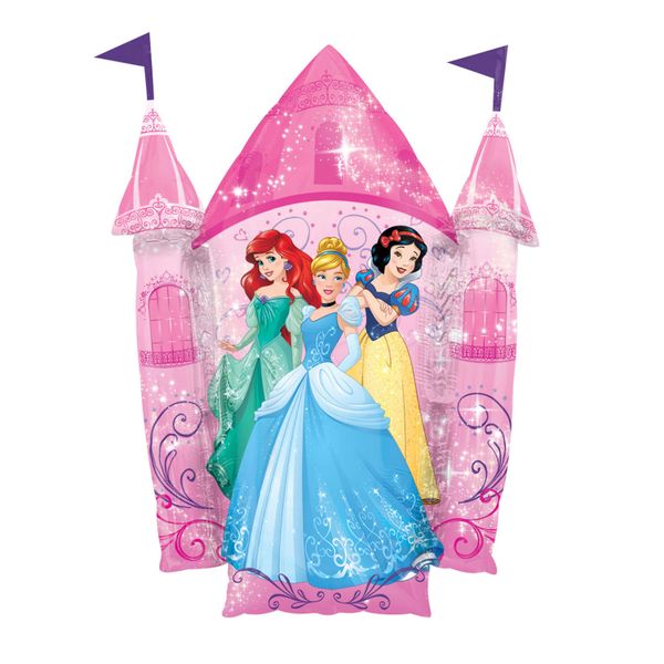 (39a) Rare Disney Princesses Fairy Tale Friends Pink Castle Balloon, 35in - Super Shape Foil Balloon - Pink - Jumbo Princess Balloon