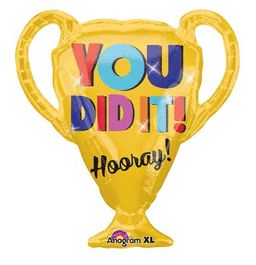 *YOU DID IIT! Hooray! Trophy Shape Gold Foil Balloon, 28in - Congrats - Graduation