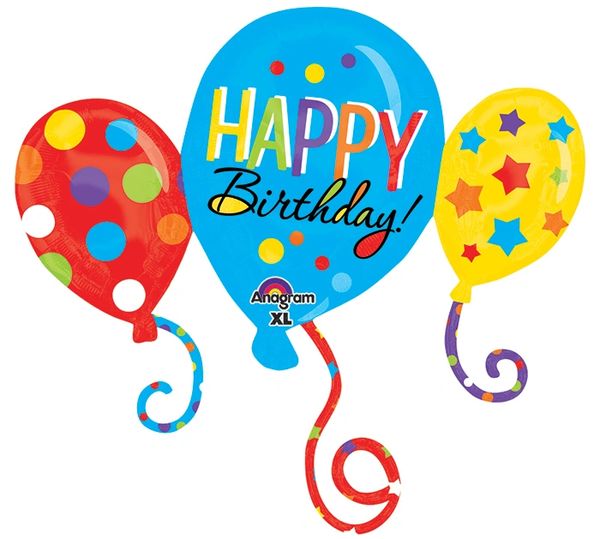 (#1) Jumbo Happy Birthday Balloon - Cluster Super Shape Foil Balloon, 34in - Jumbo Birthday