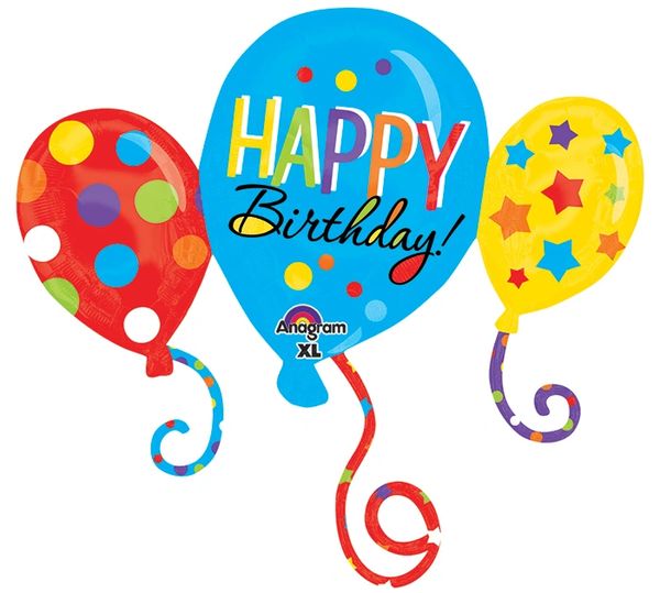 1) Jumbo Happy Birthday Balloon - Cluster Super Shape Foil Balloon, 34in -  Jumbo Birthday