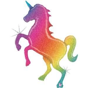 *Jumbo Rainbow Glitter Full Body Unicorn Super Shape Foil Balloons, 54in