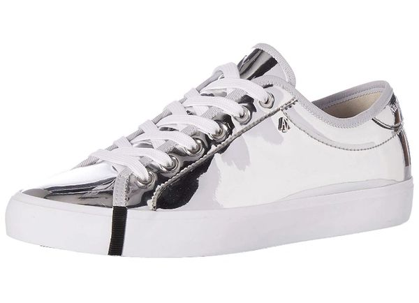 Women's A/X Armani Exchange Metallic Silver Low Cut Sneaker, size 10 (945009)