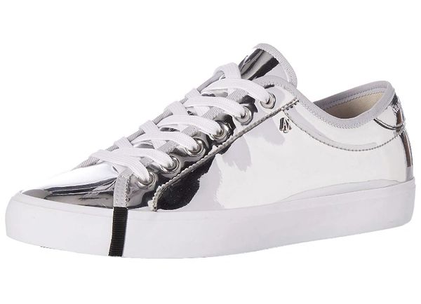 *Women's A/X Armani Exchange Metallic Silver Low Cut Sneaker, size 10 (945009)