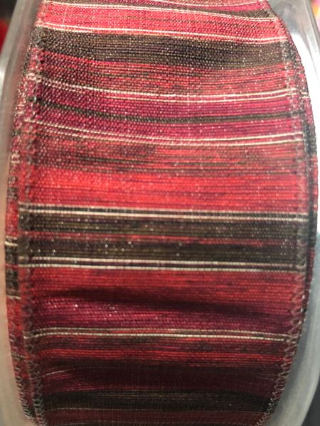 *Red Striped Plaid Fabric Ribbon 1.5 x 20yds