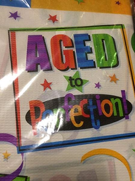 Aged to Perfection Birthday Party Table Cover - 54x102in