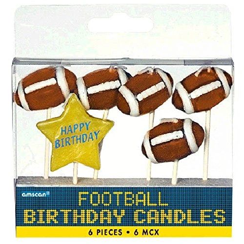 *Happy Birthday Football Pick Candles, 6pcs