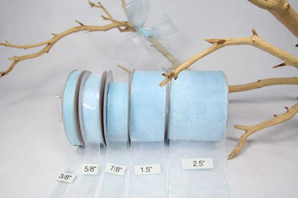 *Organza Sheer Ribbon-25 Yards X 7/8in - 2 Rolls - Light Blue