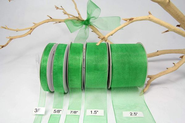 Organza Sheer Ribbon-25 Yards X 7/8 Inches - Emerald Green