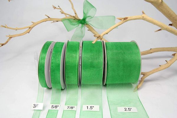*Organza Sheer Ribbon-25 Yards X 7/8in - Emerald Green