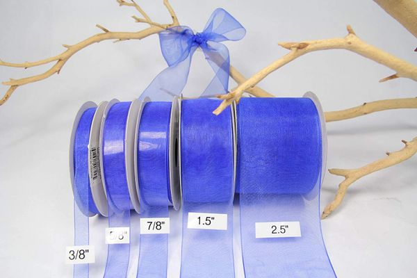 *Organza Sheer Ribbon-25 Yards X 7/8in - 2 Rolls - Royal Blue