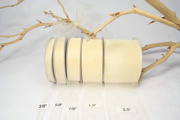 *Organza Sheer Ribbon-25 Yards X 7/8in - Ivory