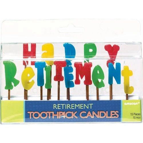 Happy Retirement Toothpick Letter Candles - Cake Topper Decoration