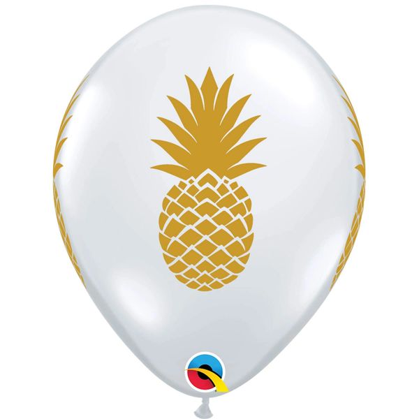 Gold Pineapple Clear Latex Balloons, 11in - 50ct